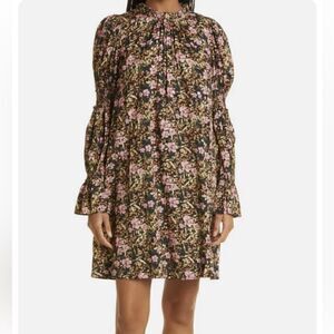 NWOT byTiMo Floral Cottagecore Ruffle Neck Elasticized‎ Long Sleeve Dress - M/L